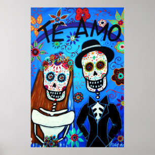 Pôster Day of the Dead Te Amo Wedding Couple