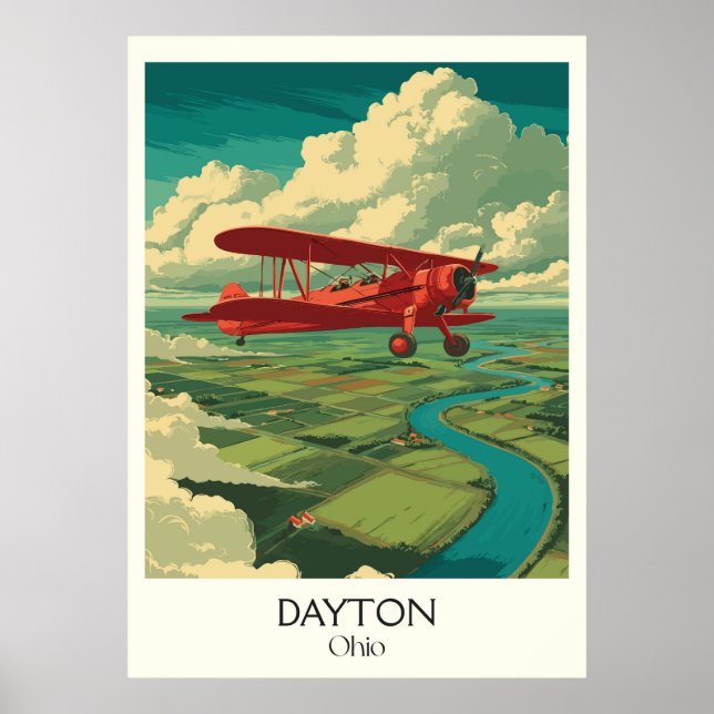 Poster Dayton Ohio Aviation Birthplace Wright Brothers (Frente)