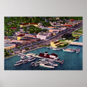 Poster Daytona Beach Florida Aerial View Beach Street