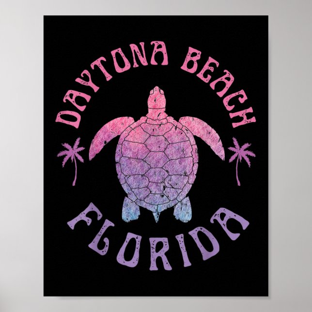 Poster Daytona Beach Florida Sea Turtle Summer Vacations (Frente)