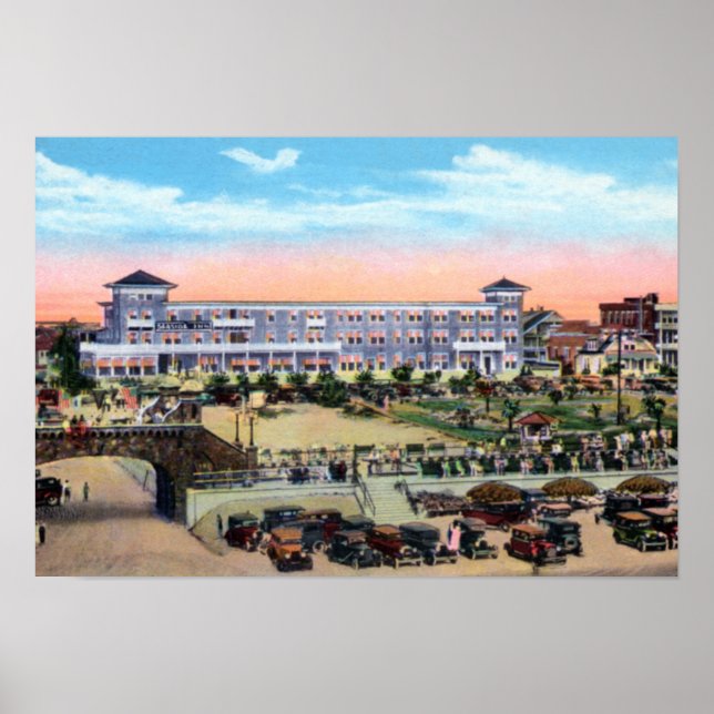 Poster Daytona Beach, Florida Seaside Hotel e Boardwalk (Frente)