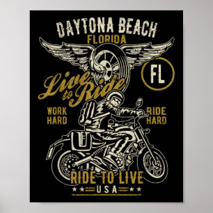 Poster Daytona Beach Florida Usa Motocicleta Sofrida De