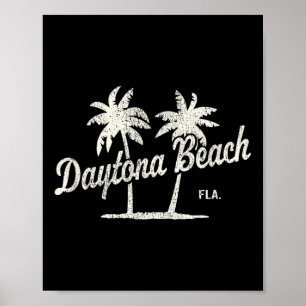 Poster Daytona Beach Florida Vintage 70s Palm Trees Graph
