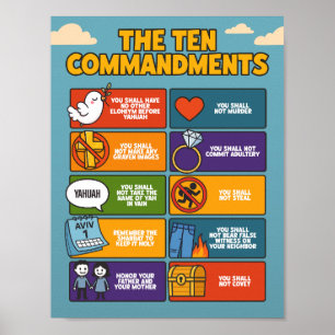 poster de 10 Mandamentos - Arte de Muro Bíblica Ya