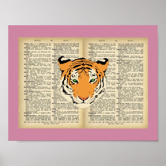 poster de 11" x 8,5" (Designs Tiger e Text Vintage (Frente)