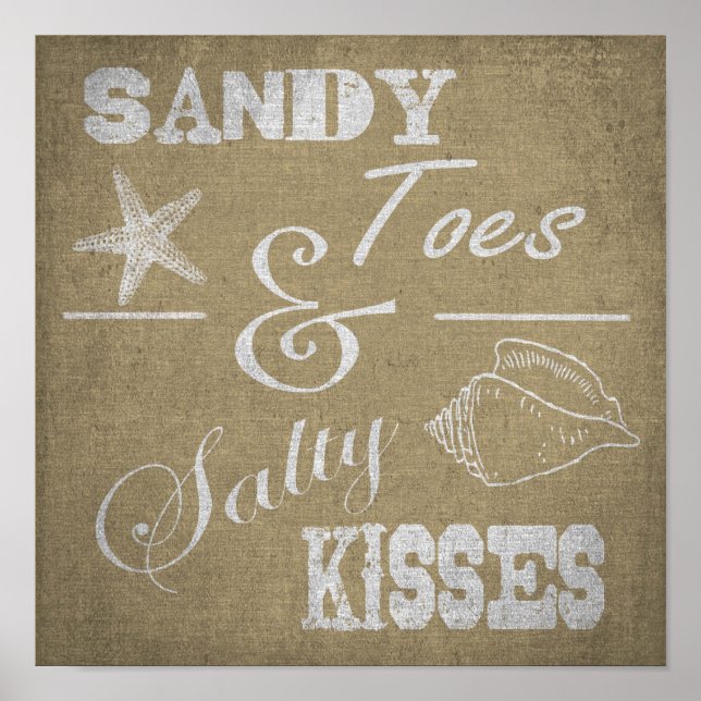 poster de 12" x 12" - Sandy Toes & Salty Kisses (Frente)