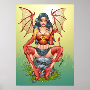 poster de 15"x21" Devil Pin-up Girl por Al Rio