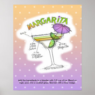 poster DE 16" X 20" - MARGARITA RECIPE COCKTAIL AR