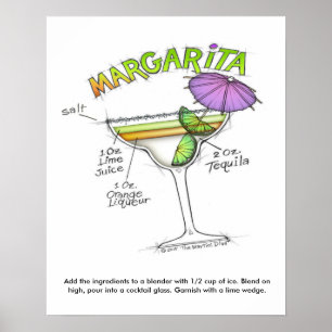 poster DE 16" X 20" - MARGARITA RECIPE COCKTAIL AR