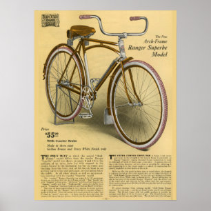 poster de 1918 Vintage Bicycle Ranger Super Ad Art