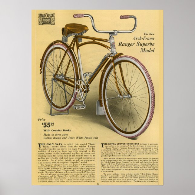 poster de 1918 Vintage Bicycle Ranger Super Ad Art (Frente)