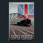 Poster de 1932 para o comboio expresso da Estação<br><div class="desc">Esta é uma reprodução de um poster vintage para o Simplon-Orient-Express de Veneza,  um trem de luxo que viagem de Londres a Veneza. O poster foi criado pelo artista F. Masseau em 1932 e é considerado um dos posteres de viagens mais icônicos de todos os tempos.</div>
