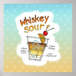 POSTER DE 24" X 24", COCKTAIL ART DE RECIPE DE SOU