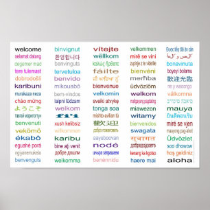 Poster de 80 idiomas de boas-vindas - Branco