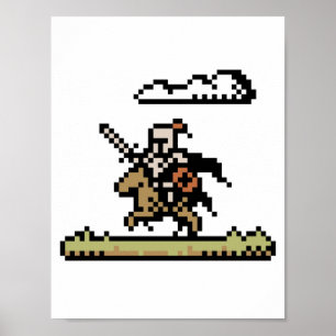 Poster de 8 bits da arte do pixel do cavaleiro a