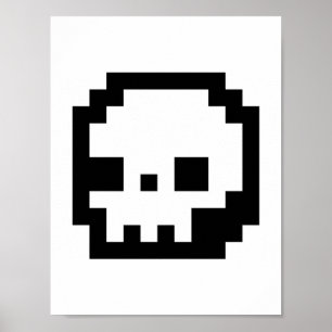 Poster de 8 bits da arte do pixel do crânio