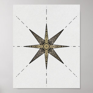 Poster de 8 x 10" Dourado North Star