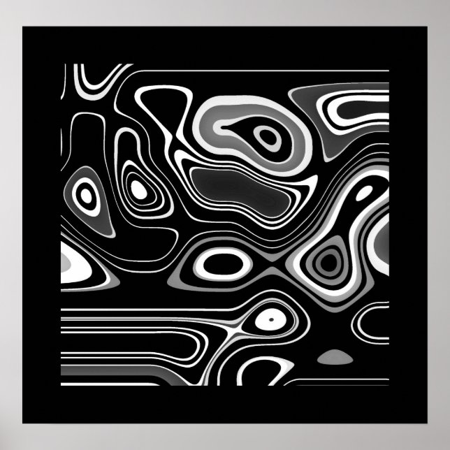 Poster de abstrato Art Ultra Moderno Branco Preto (Frente)