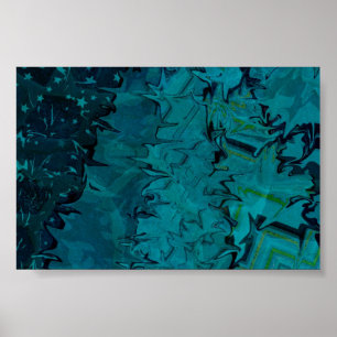 Poster de Abstrato de arte verde profunda
