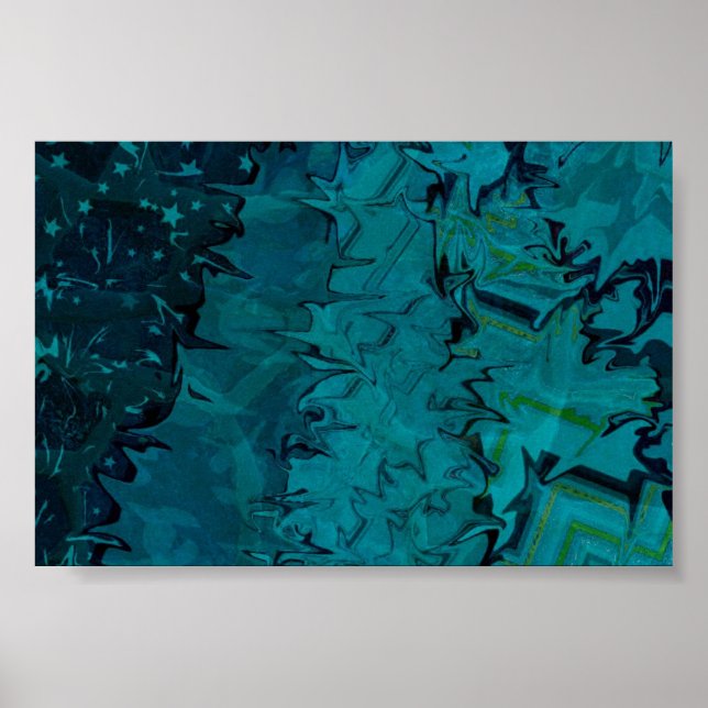 Poster de Abstrato de arte verde profunda (Frente)