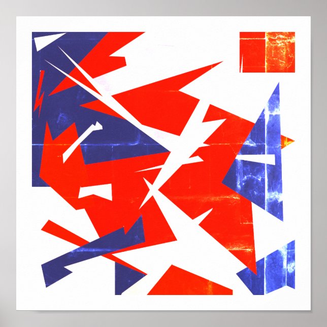 Poster de Abstrato de Arte Vermelha  Azul, Vibes P (Frente)