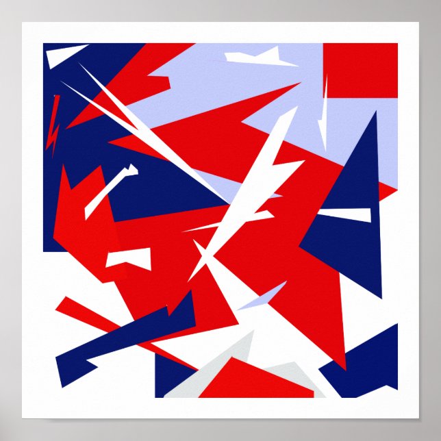 Poster de Abstrato de Arte Vermelha  Azul, Vibes P (Frente)