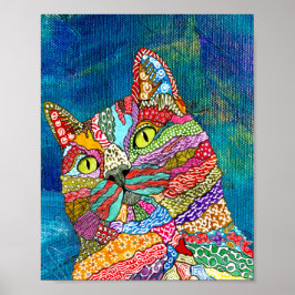Poster de Abstrato de Gato Bonito e Colorido