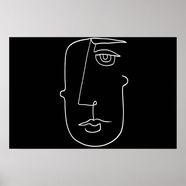 Poster de Abstrato minimalista preto e branco (Frente)
