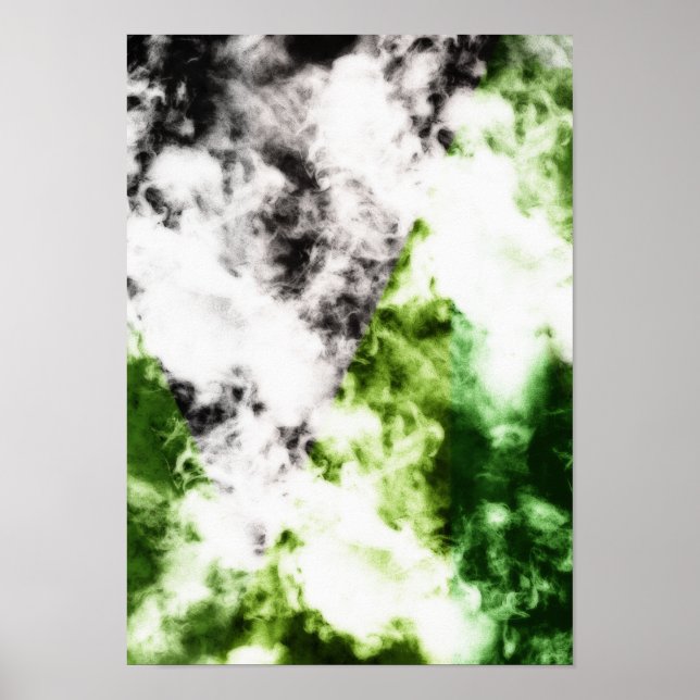 Poster de abstrato preto e verde (Frente)
