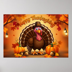 Poster de Ação de Graças Pergrim Turkey