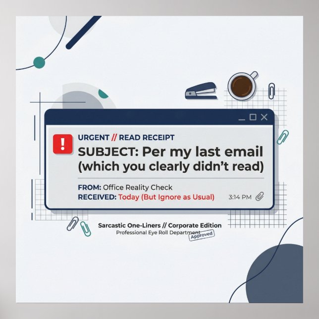 Poster De Acordo com Meu Último E-mail Citação Divertida  (Frente)
