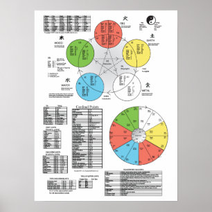 Poster de Acupuntura de Elemento Cor Cinco