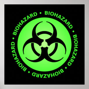 Poster de advertência do Biohazard verde