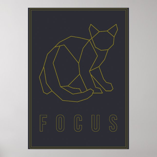 Poster de afirmação de foco de um gato origami ama (Frente)