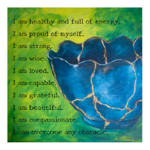 poster de Afirmação "Quebrado em Beleza" (Matte)