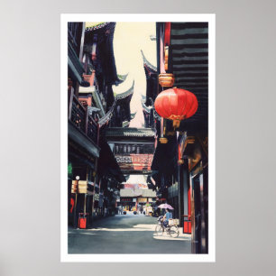 Poster De "aguarela de China do mercado Shanghai"