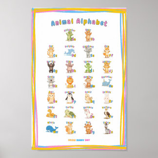 Poster de Alfabeto Animal A-Z - Crescer Todos Os D