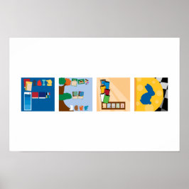 Poster de Alfabeto do Jogo de Tabuleiro de 4 Letra