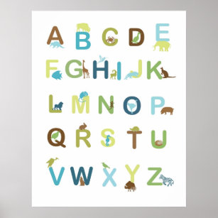 Poster de alfabeto em cores da terra