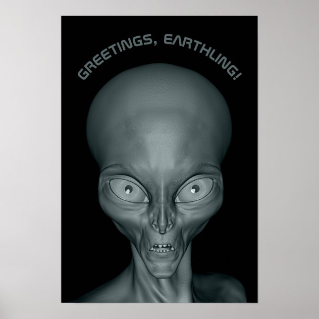 Poster de Alienígena de OVNI de texto personalizad (Frente)
