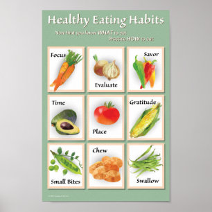 Poster de alimentação saudável para cozinha ou