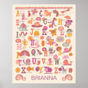 Poster de Alphabetos de Animais ABC Personalizado 