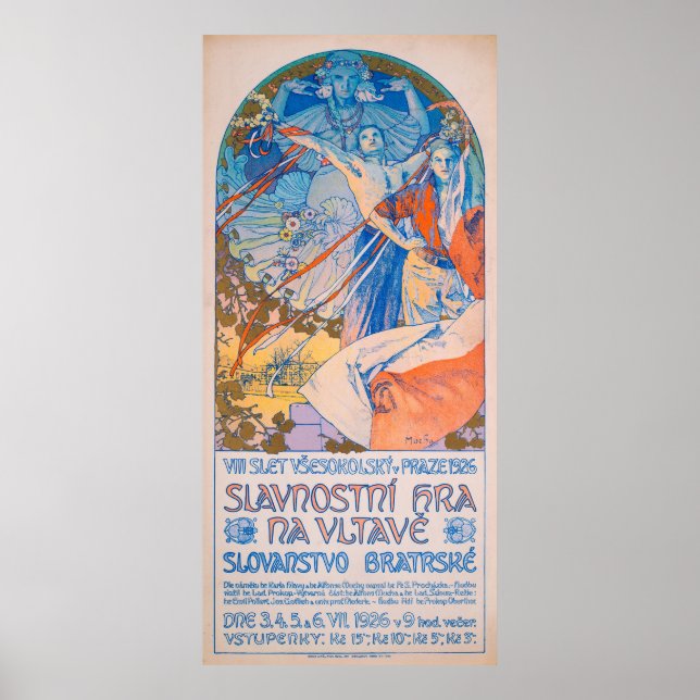 Poster de Alphonse Mucha para o Festival de Sokol  (Frente)
