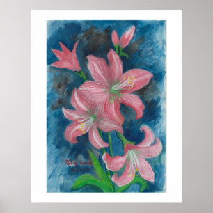 poster de amarilis rosa