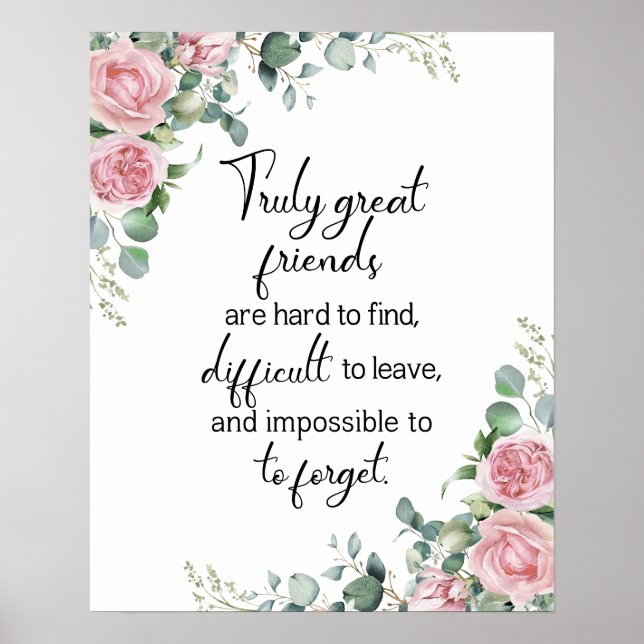Poster de amizade, citação de amigos verdadeiros,  (Frente)