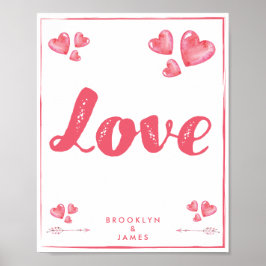Poster de Amor com Corações Matte Personalizado 8x