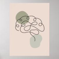 Poster de anatomia cerebral de arte mínima