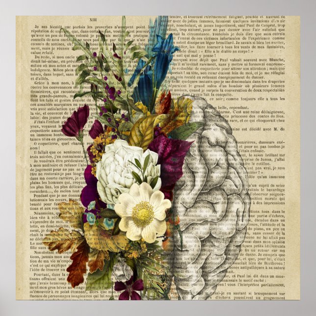 poster de anatomia do cérebro floral médico (Frente)