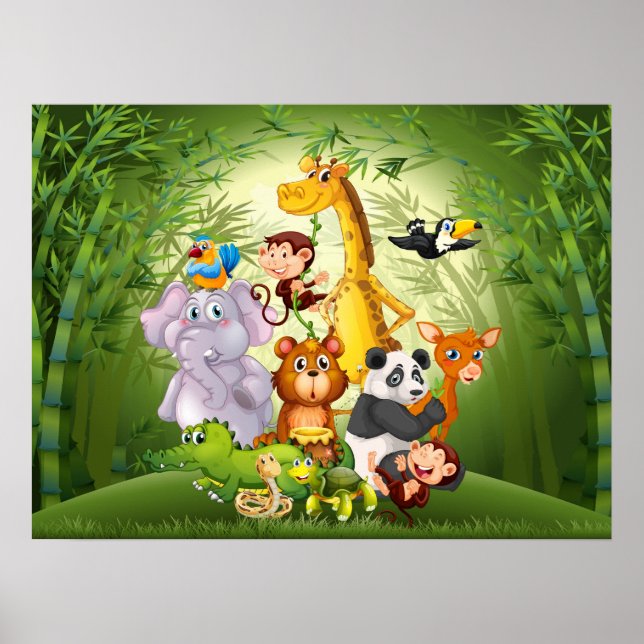Poster de animais da selva (Frente)