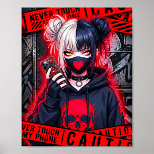 Poster de Anime Menina "Nunca Toque Meu Telefone"